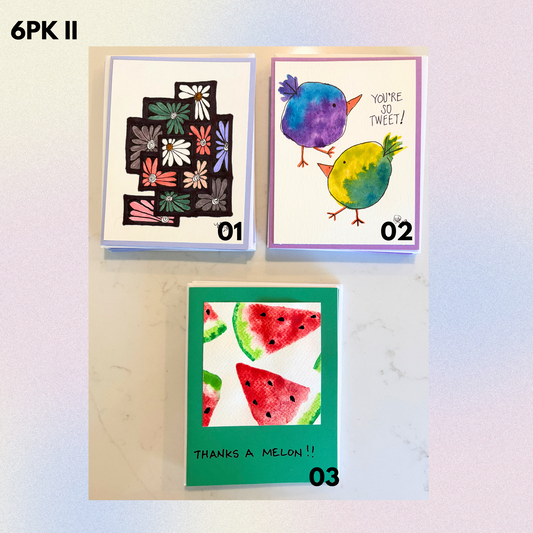 6-Pack Hand-Painted Greeting Cards – Single Design Set