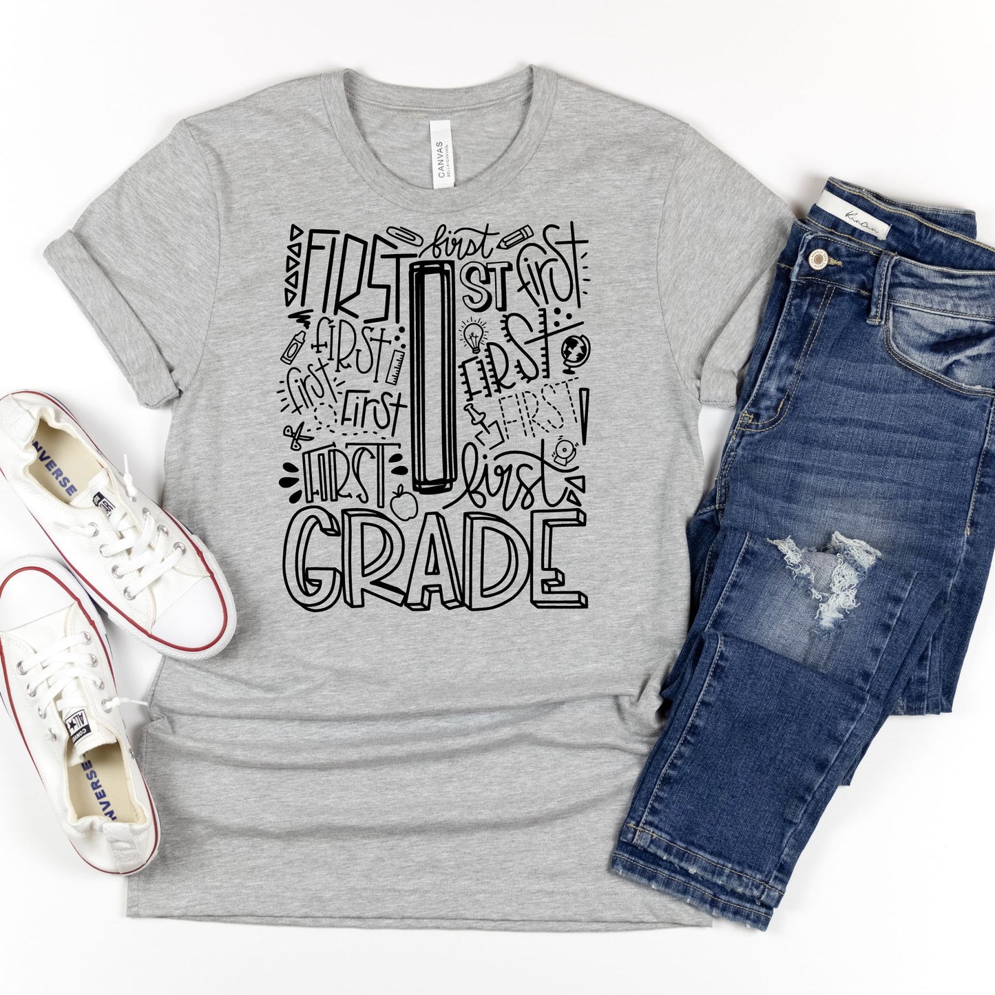 First Grade Typography Assorted Color Tee - MariROsa Craft Shop