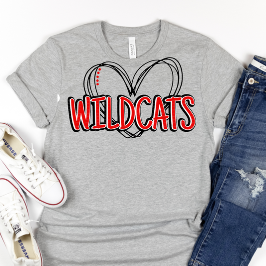 Stringy Heart Script Mascot Spirit Tee