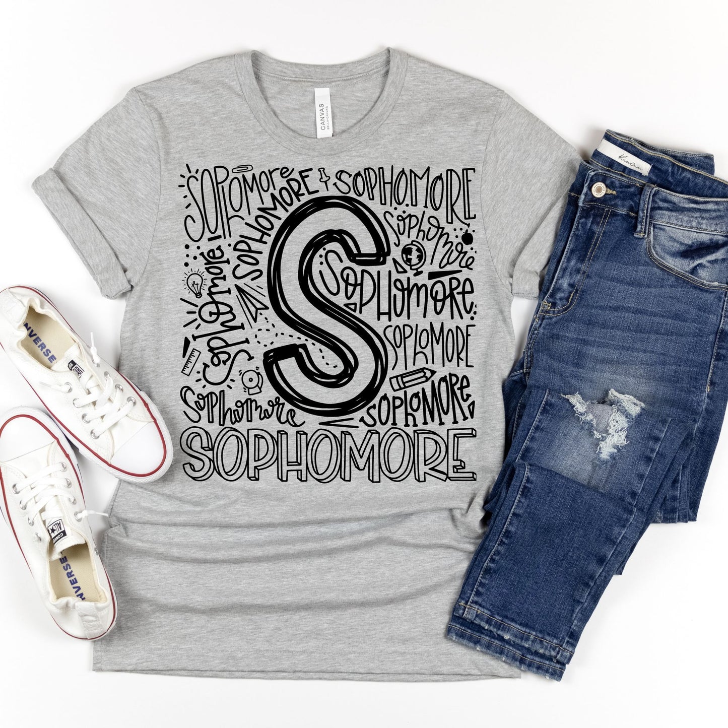 Sophomore Typography Assorted Color Tee - MariROsa Craft Shop