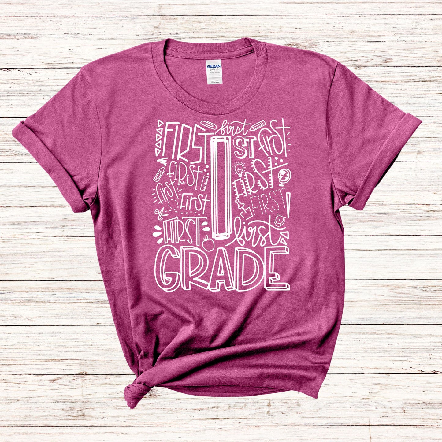 First Grade Typography Assorted Color Tee - MariROsa Craft Shop