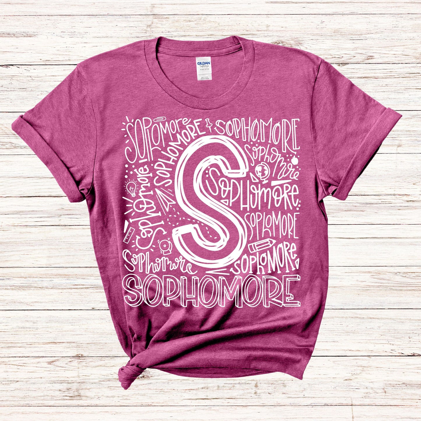 Sophomore Typography Assorted Color Tee - MariROsa Craft Shop