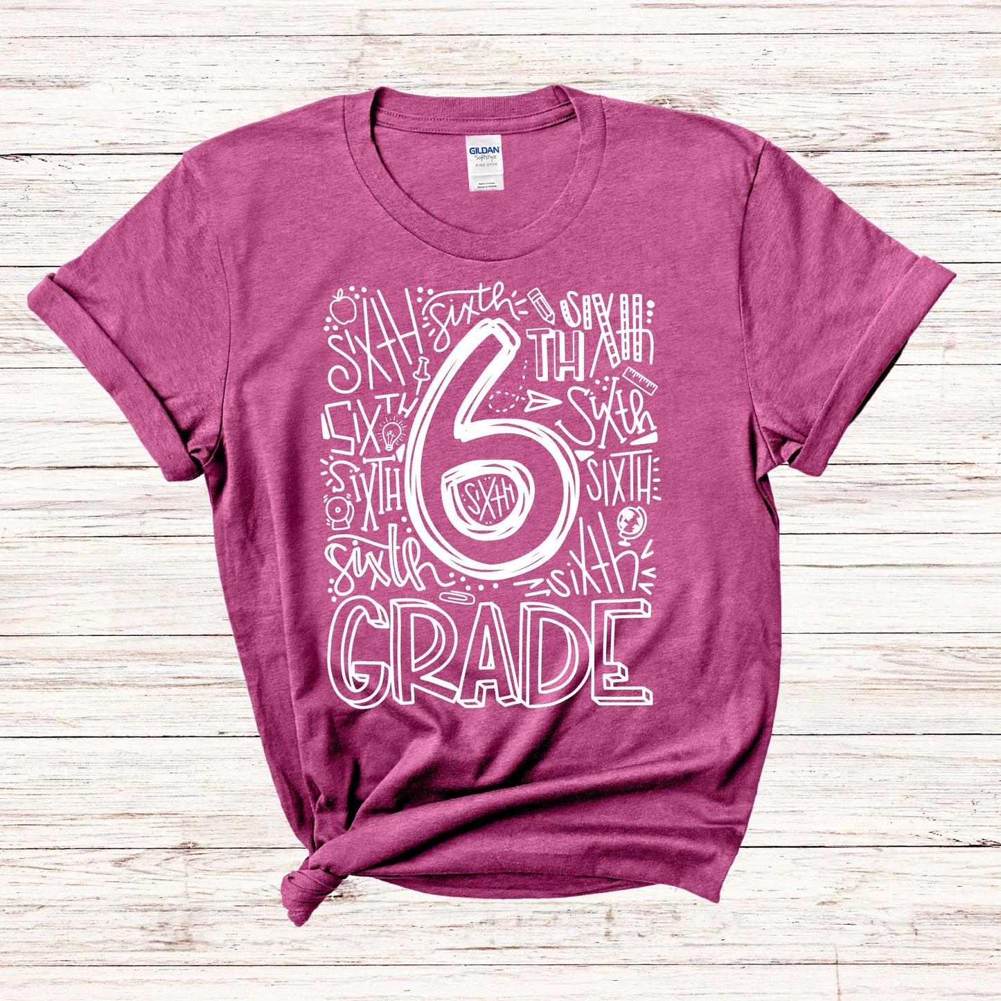 Sixth Grade Typography Assorted Color Tee - MariROsa Craft Shop
