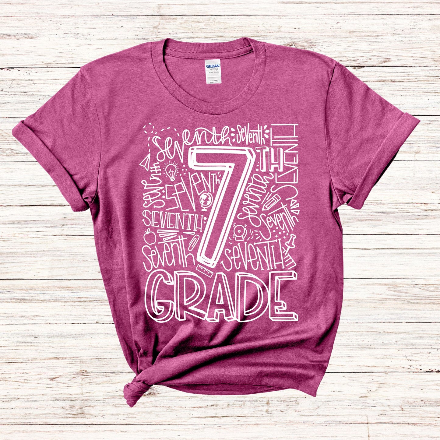 Seventh Grade Typography Assorted Color Tee - MariROsa Craft Shop