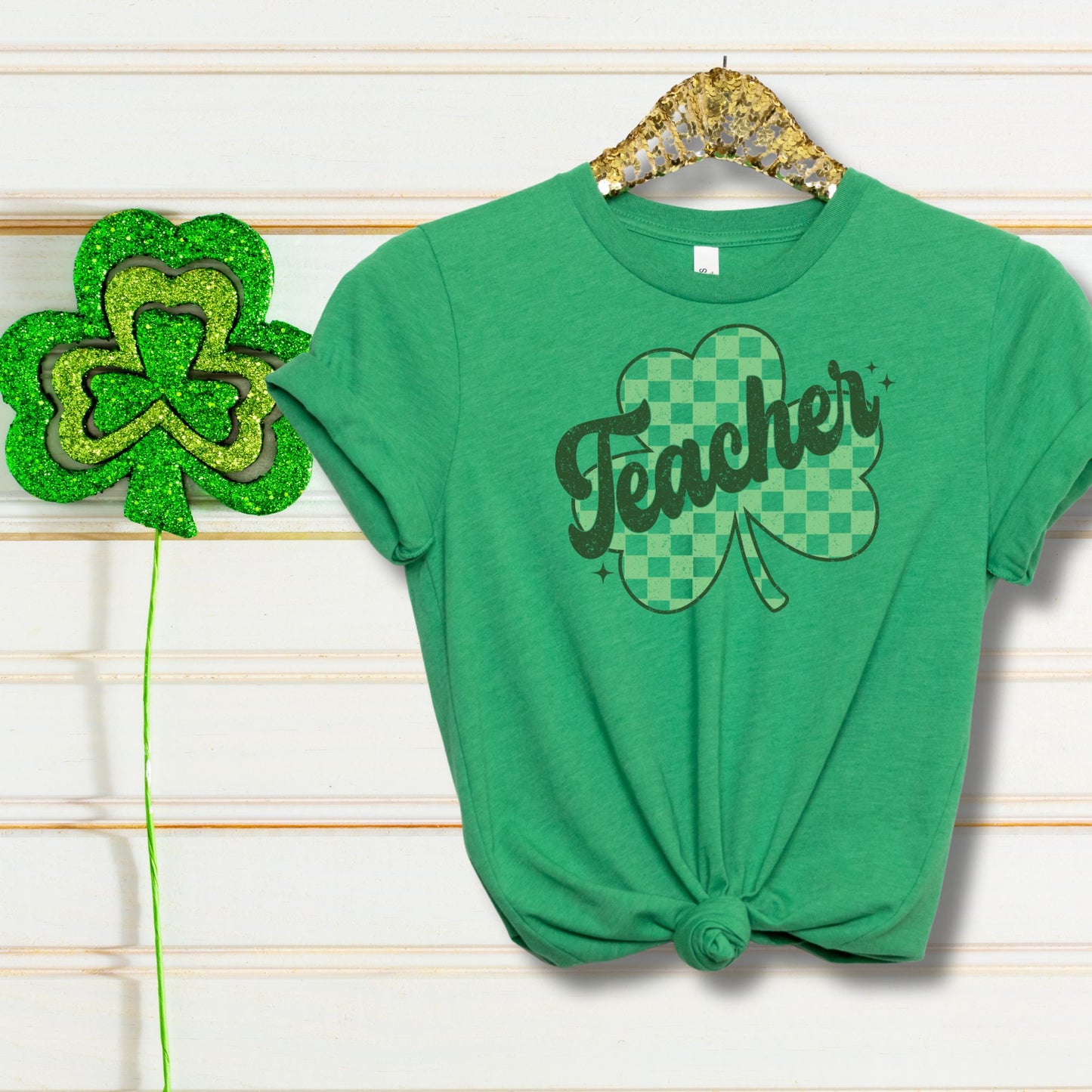 Teacher Shamrock Retro Style Tee