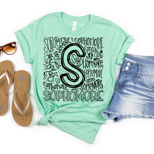 Sophomore Typography Assorted Color Tee - MariROsa Craft Shop