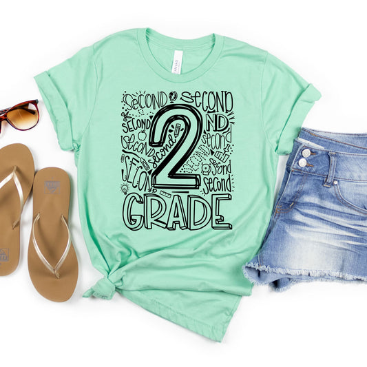 Second Grade Typography Assorted Color Tee - MariROsa Craft Shop