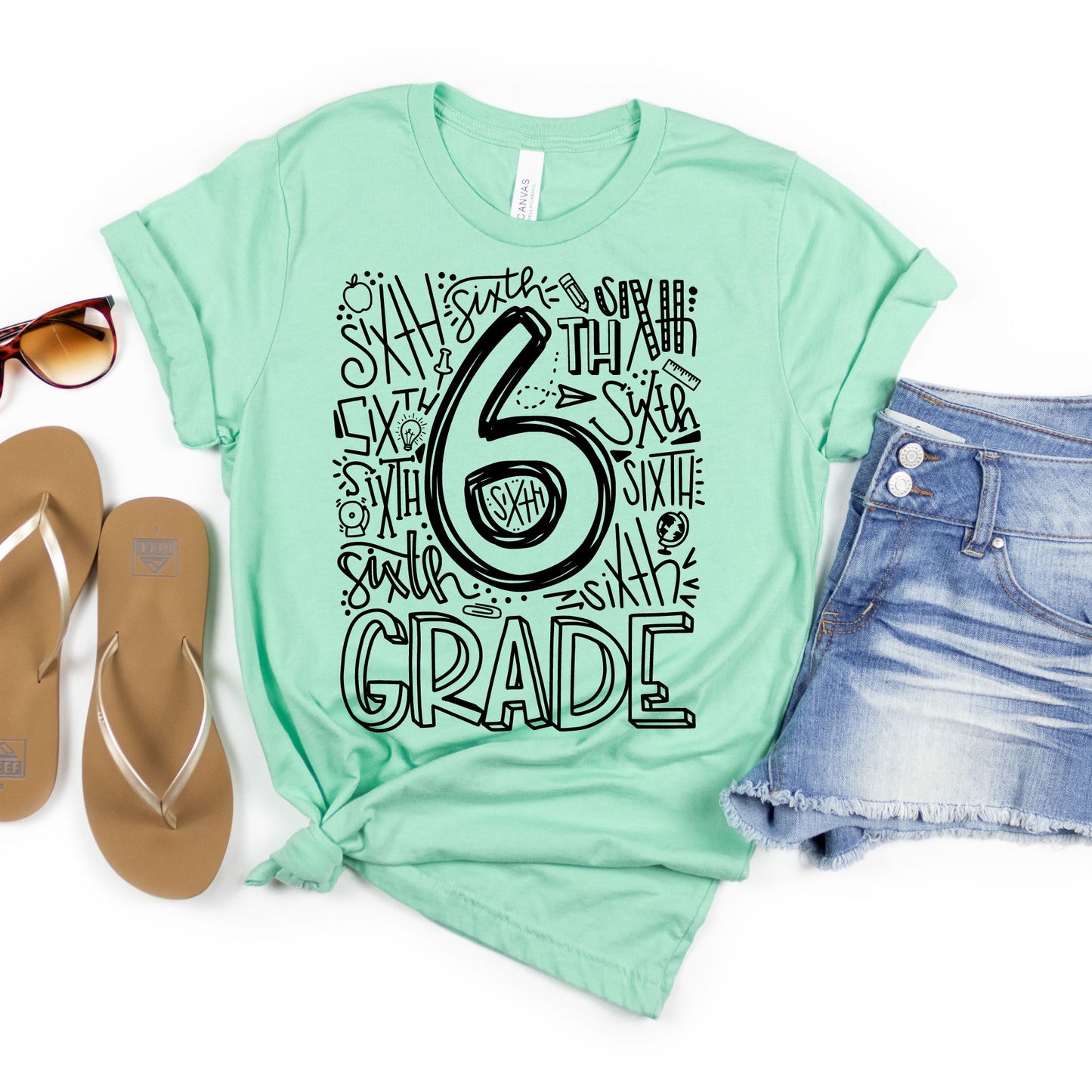 Sixth Grade Typography Assorted Color Tee - MariROsa Craft Shop