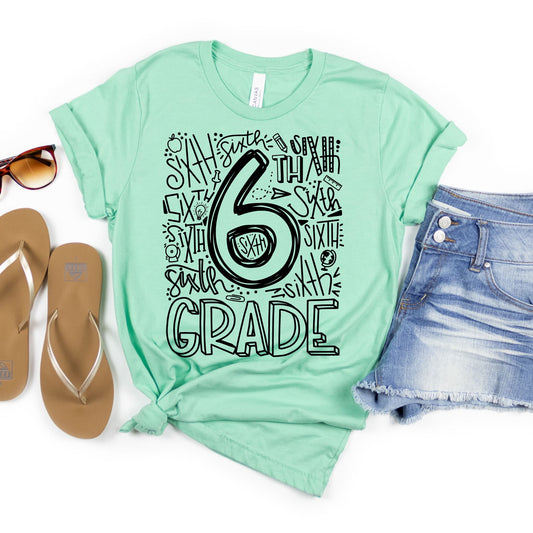 Sixth Grade Typography Assorted Color Tee - MariROsa Craft Shop