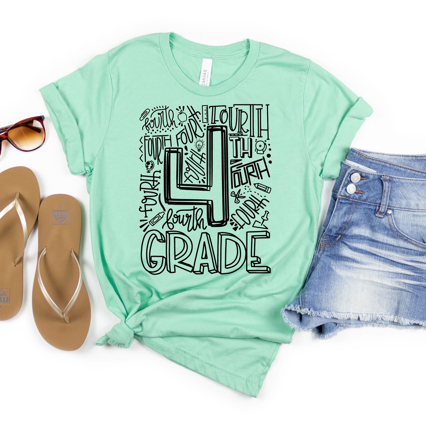 Fourth Grade Typography Assorted Color Tee - MariROsa Craft Shop