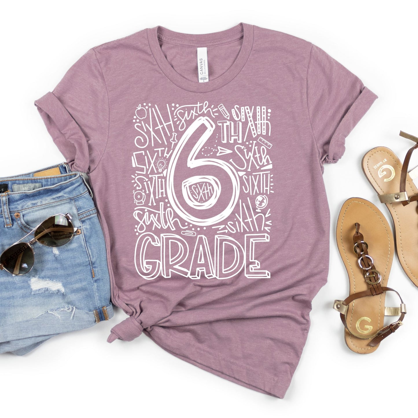 Sixth Grade Typography Assorted Color Tee - MariROsa Craft Shop