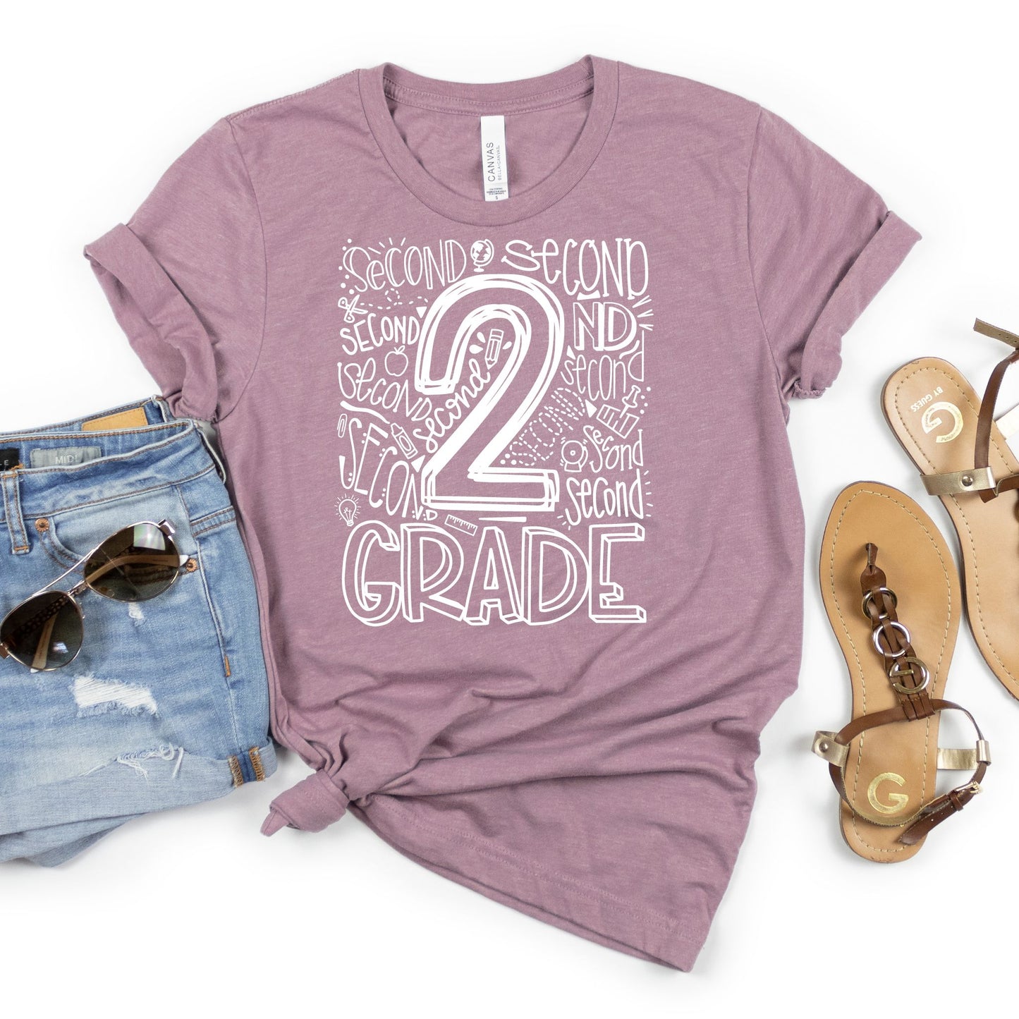 Second Grade Typography Assorted Color Tee - MariROsa Craft Shop