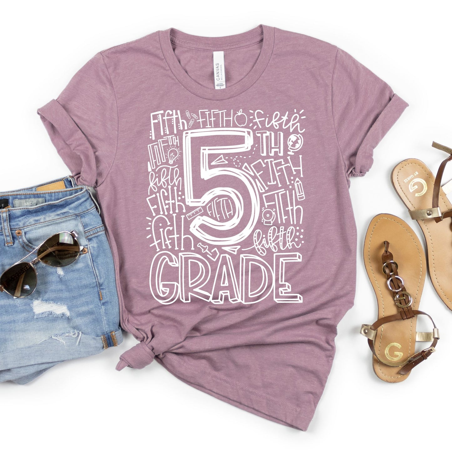 Fifth Grade Typography Assorted Color Tee - MariROsa Craft Shop