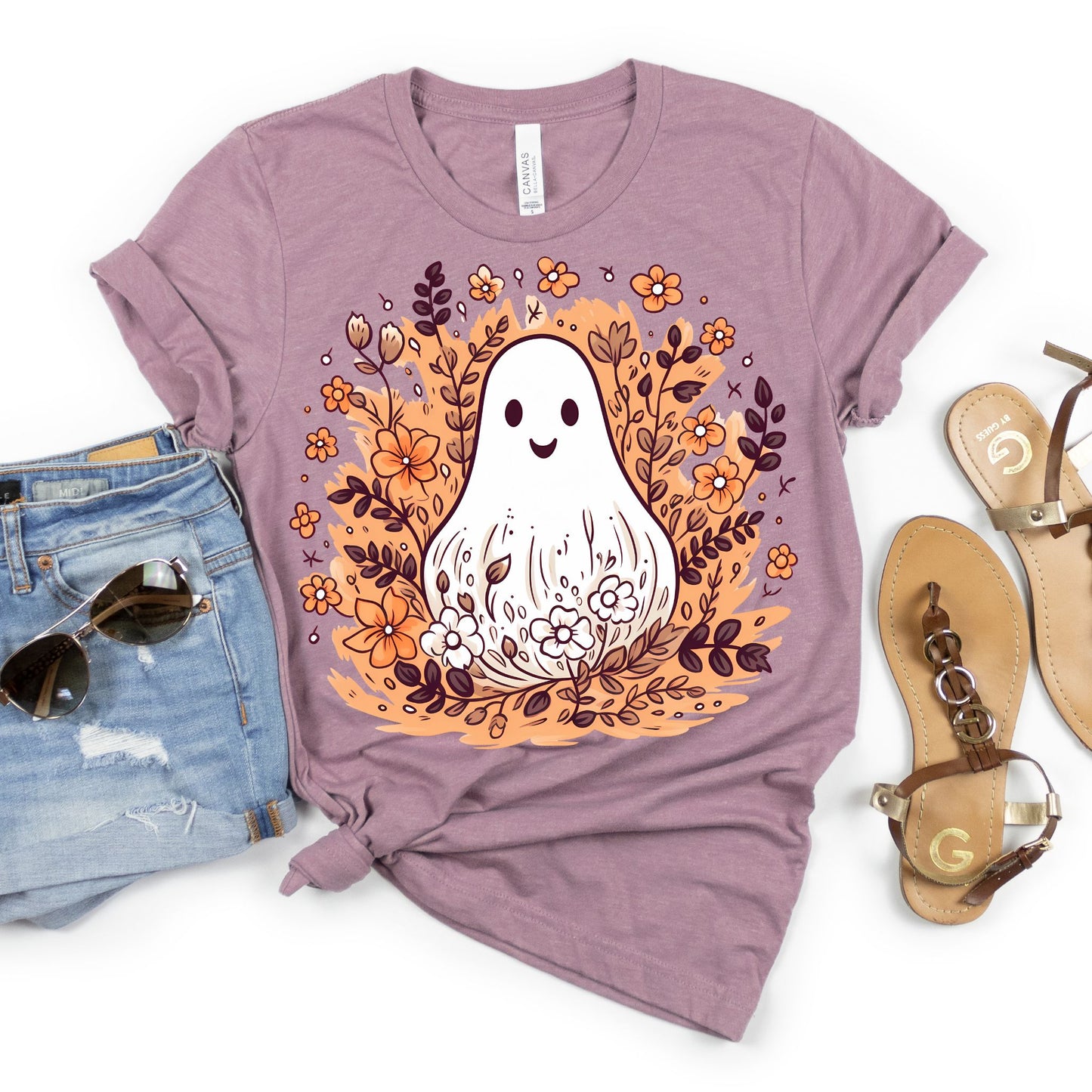 Ghost Fall Flowers Tee - MariROsa Craft Shop