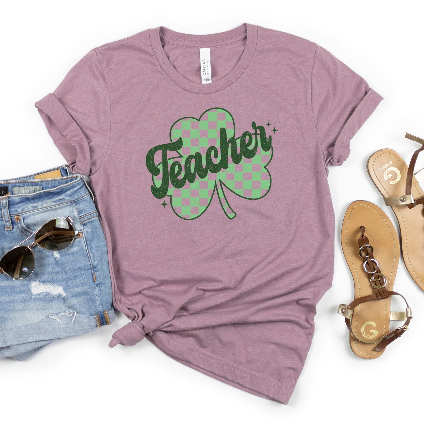 Teacher Shamrock Retro Style Tee