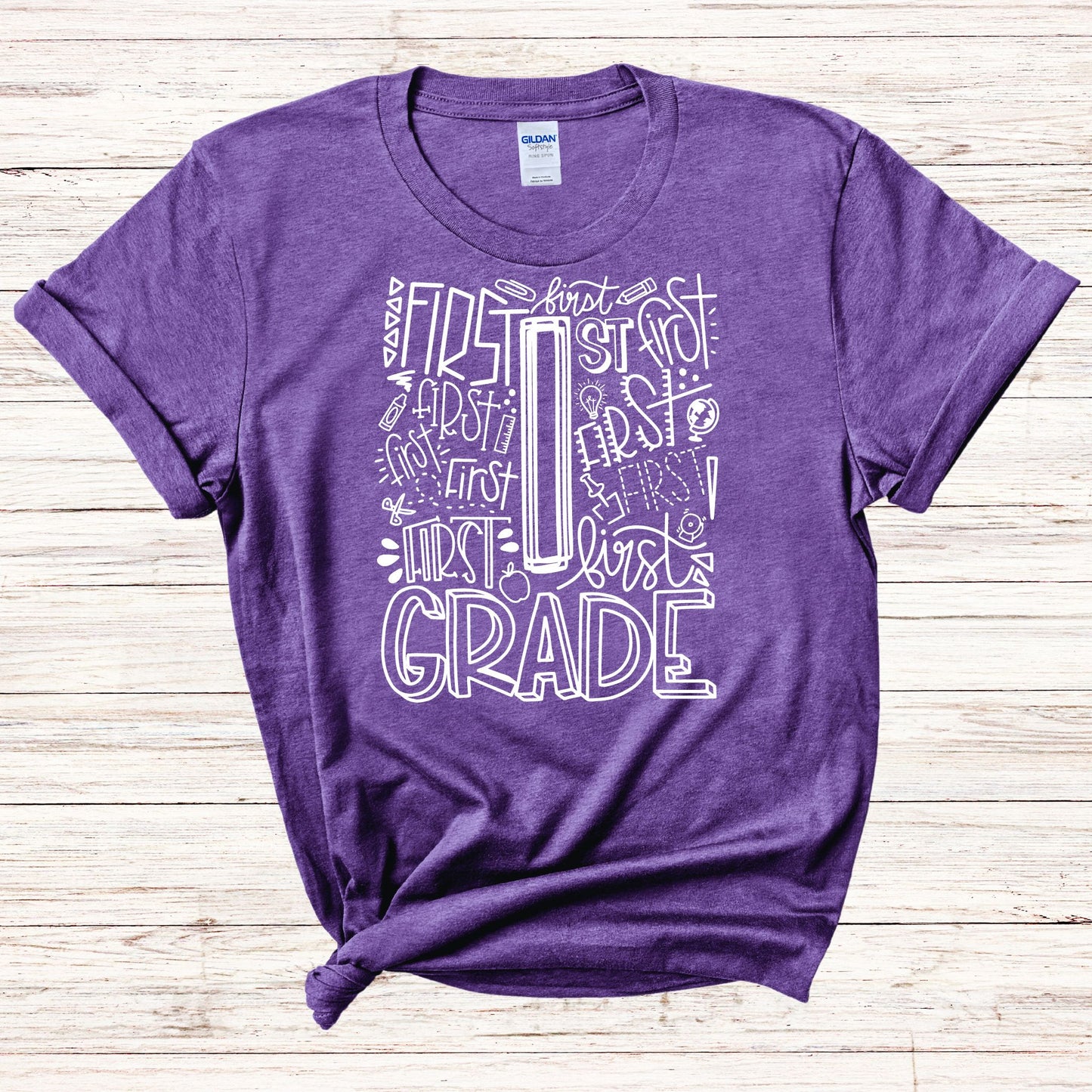 First Grade Typography Assorted Color Tee - MariROsa Craft Shop