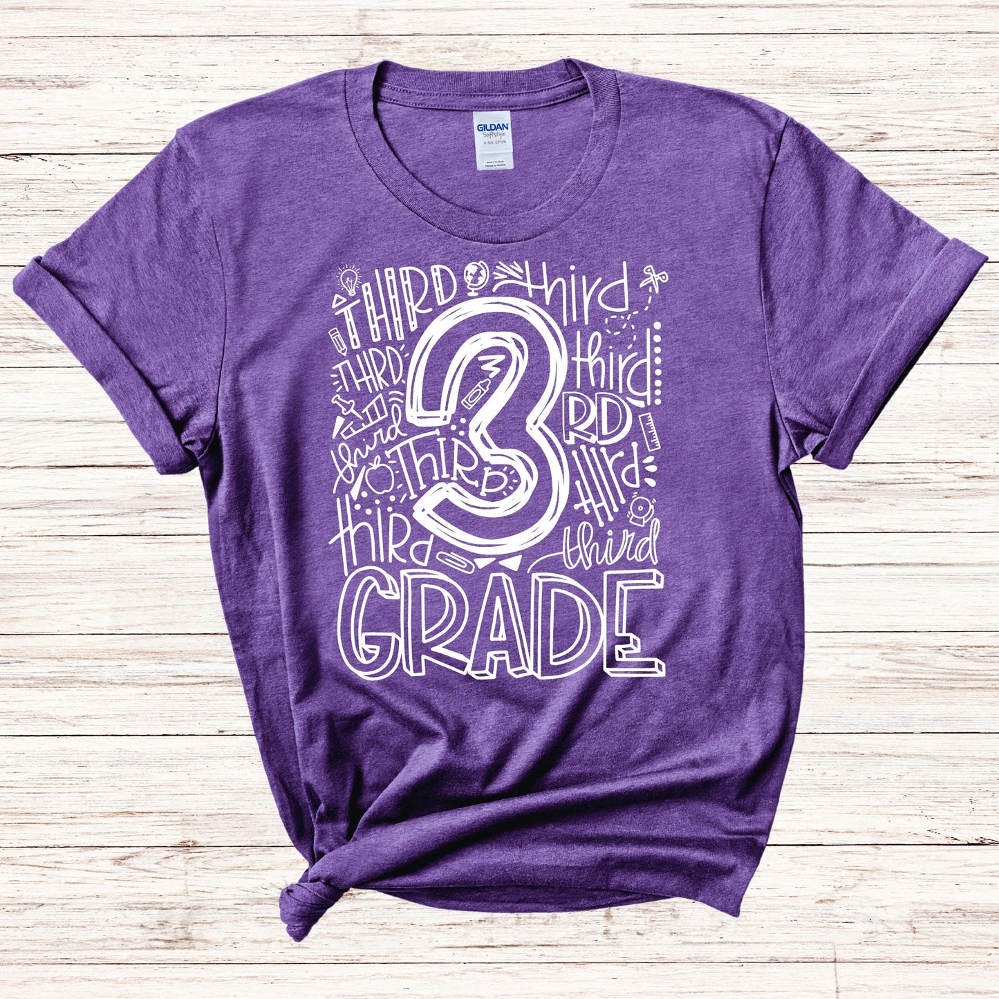 Third Grade Typography Assorted Color Tee - MariROsa Craft Shop