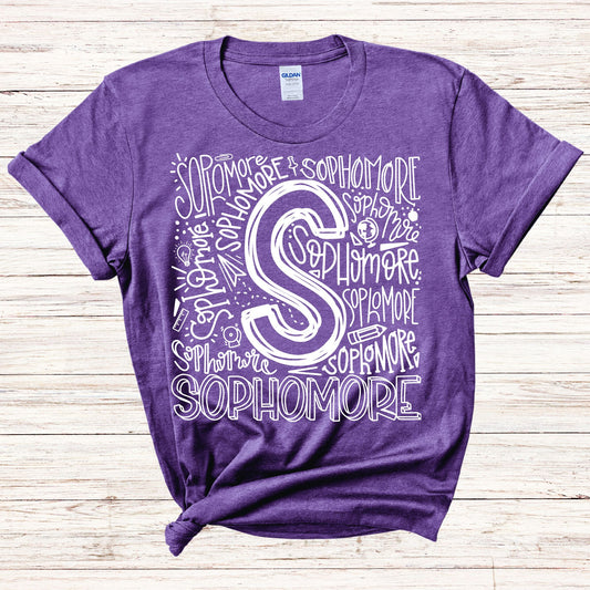 Sophomore Typography Assorted Color Tee - MariROsa Craft Shop