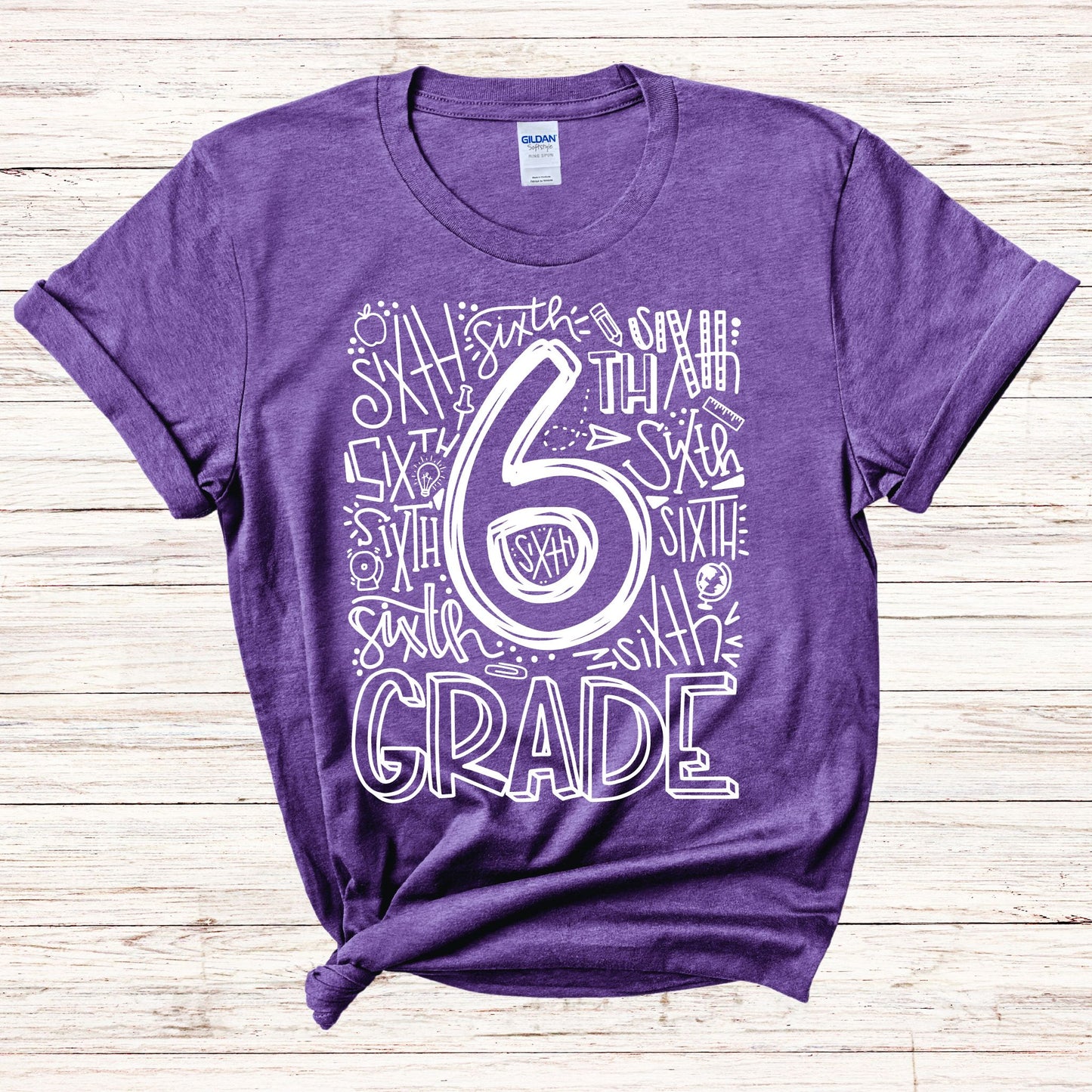 Sixth Grade Typography Assorted Color Tee - MariROsa Craft Shop