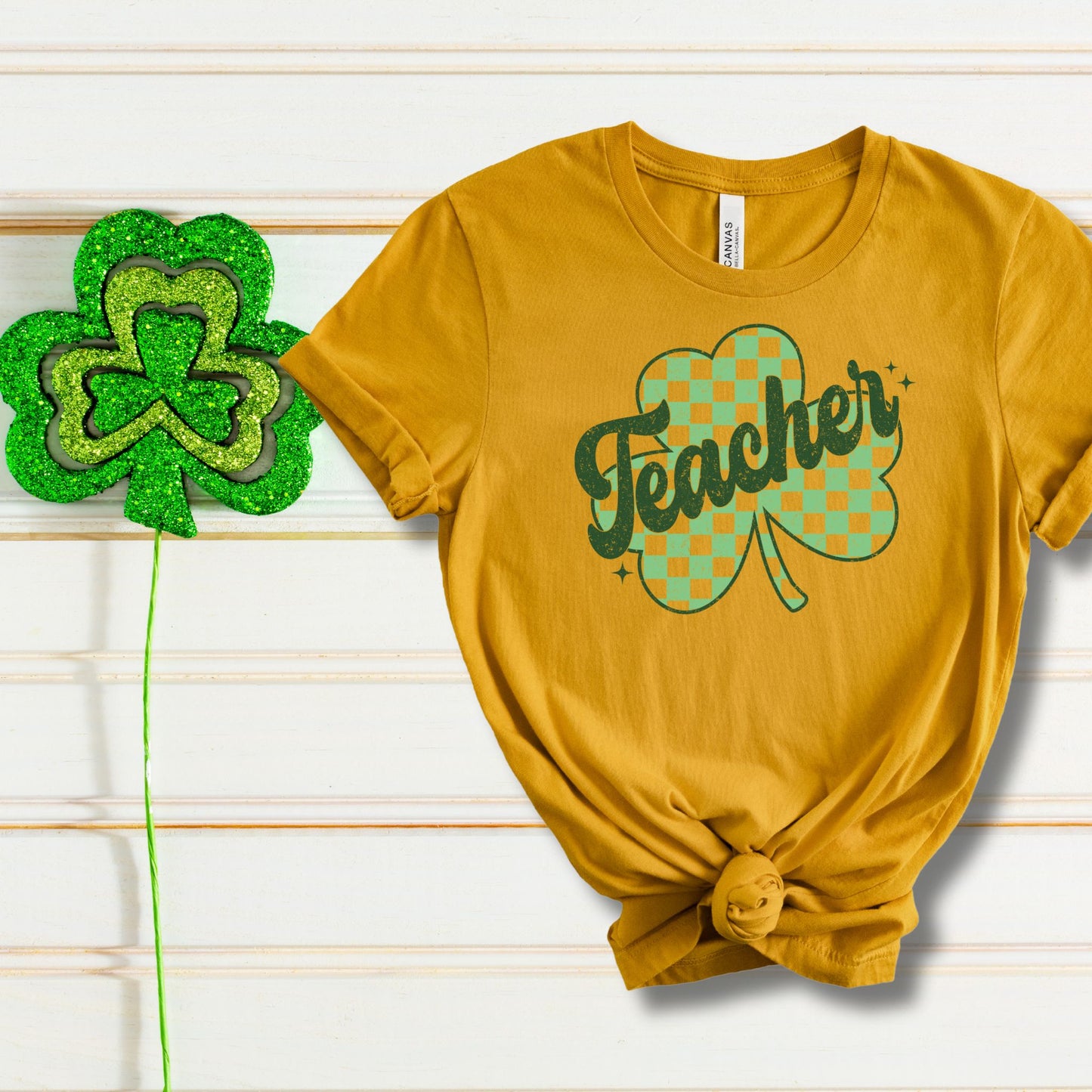 Teacher Shamrock Retro Style Tee