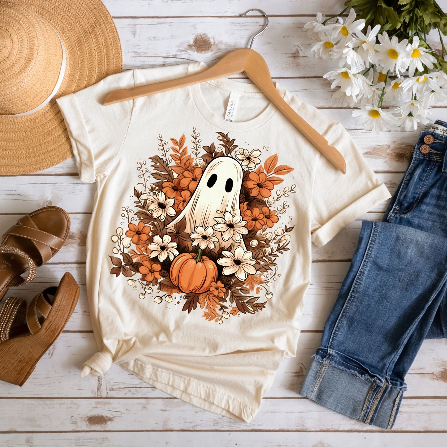 Ghost Pumpkin Fall Tee - MariROsa Craft Shop