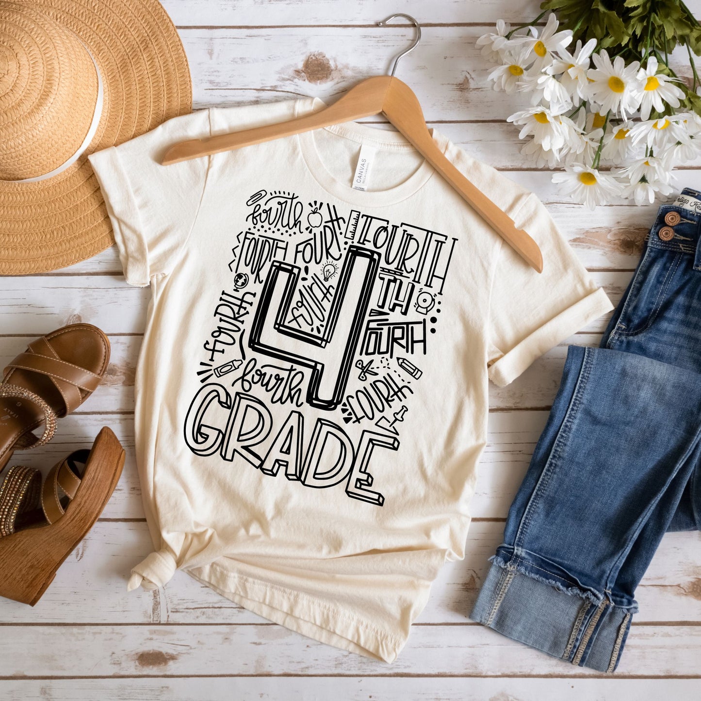 Fourth Grade Typography Assorted Color Tee - MariROsa Craft Shop