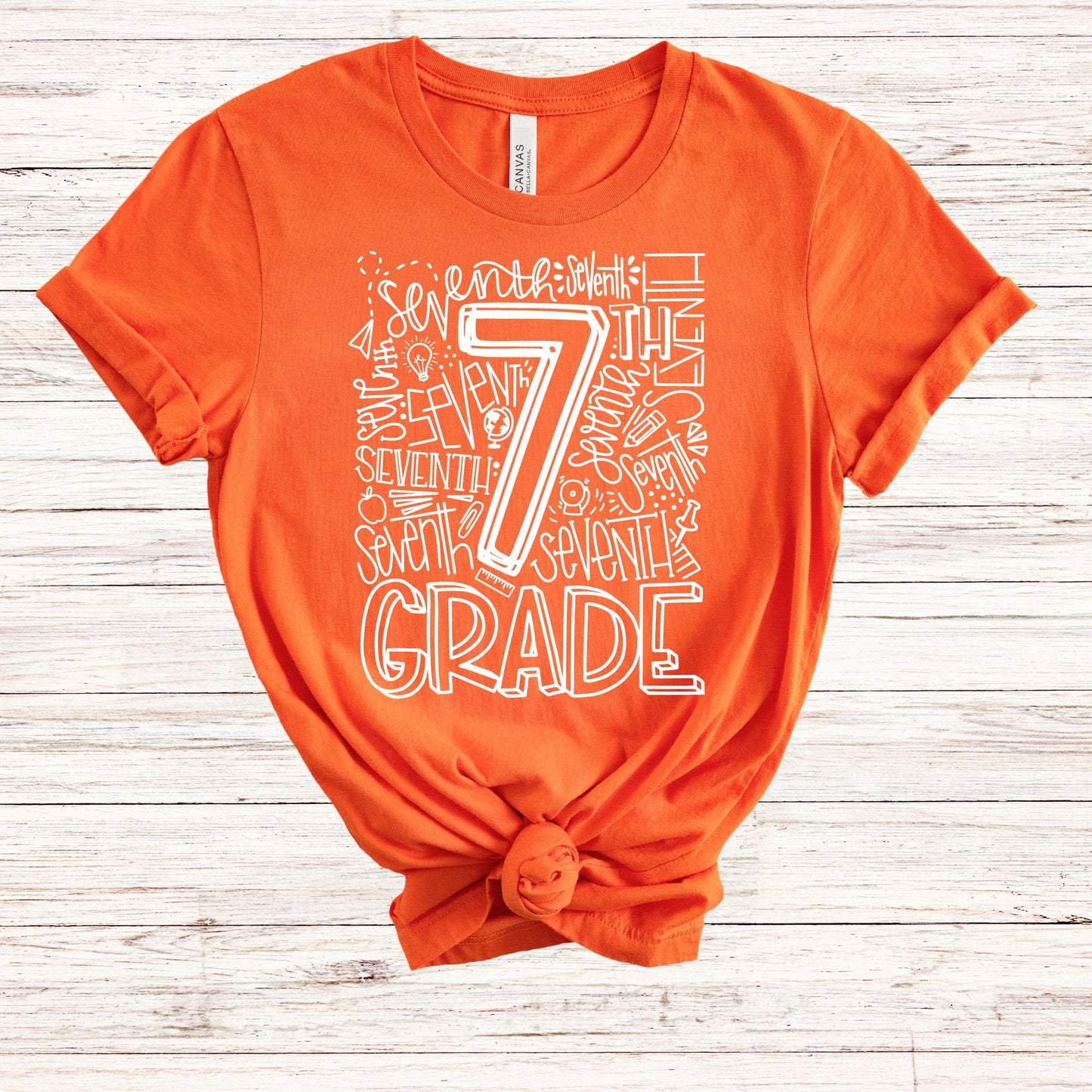 Seventh Grade Typography Primary Color Tees - MariROsa Craft Shop