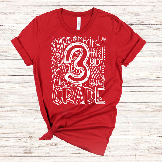 Third Grade Typography Primary Color Tees - MariROsa Craft Shop