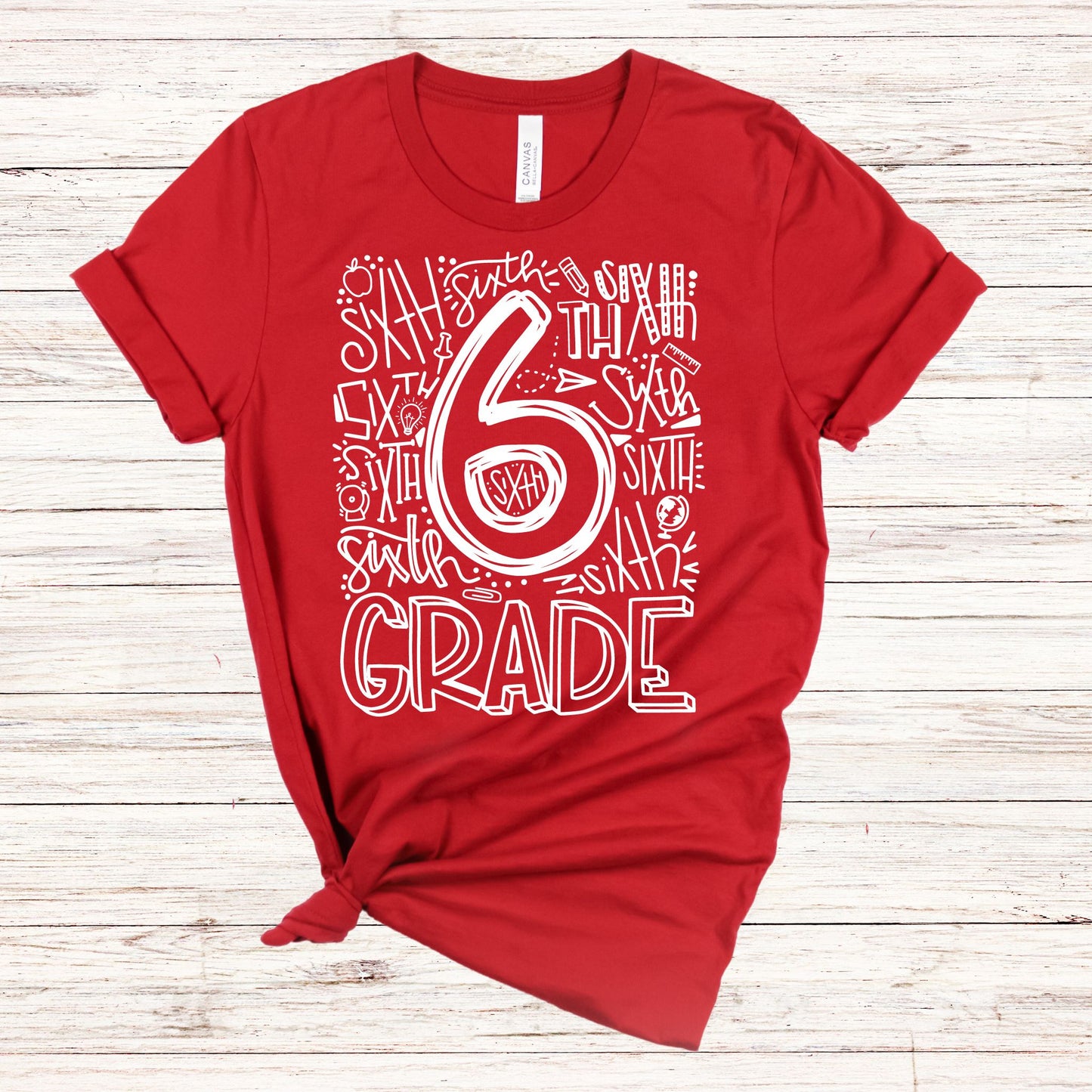 Sixth Grade Typography Primary Color Tees - MariROsa Craft Shop