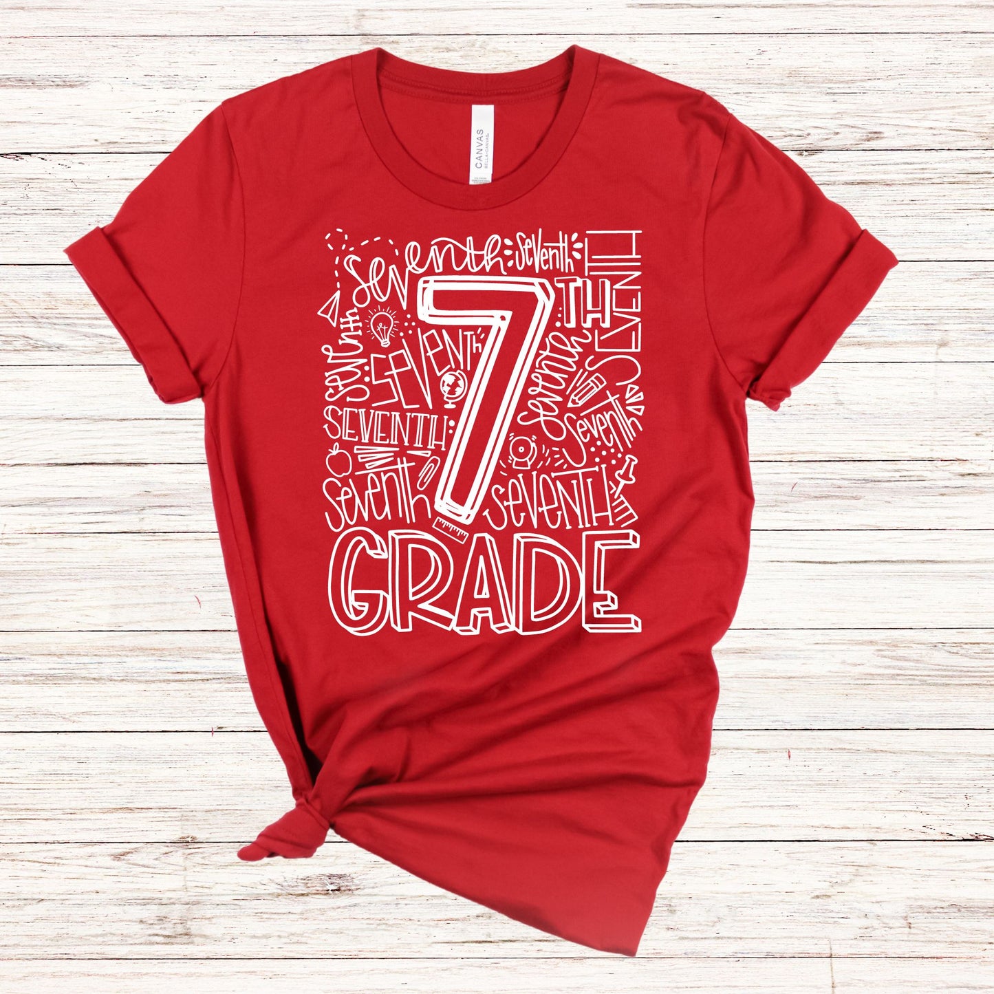 Seventh Grade Typography Primary Color Tees - MariROsa Craft Shop