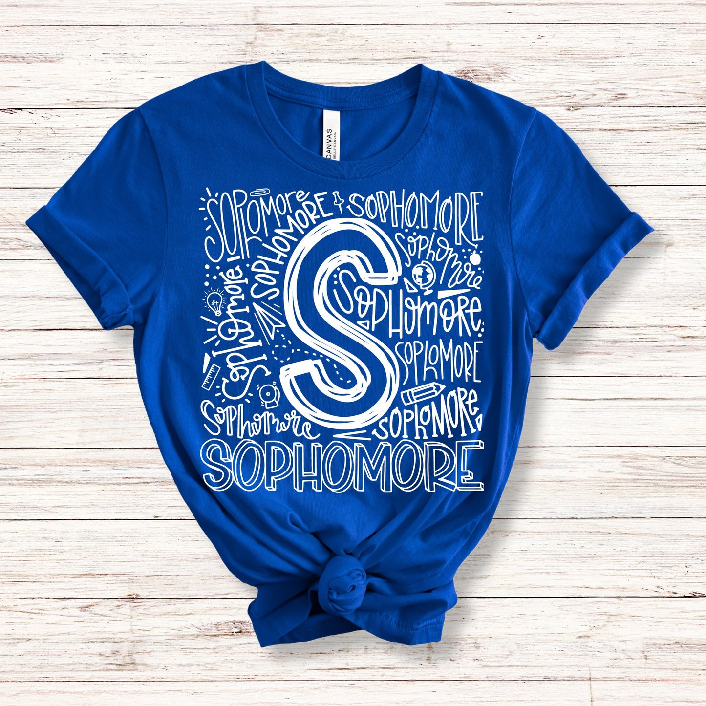 Sophomore Typography Primary Color Tees - MariROsa Craft Shop