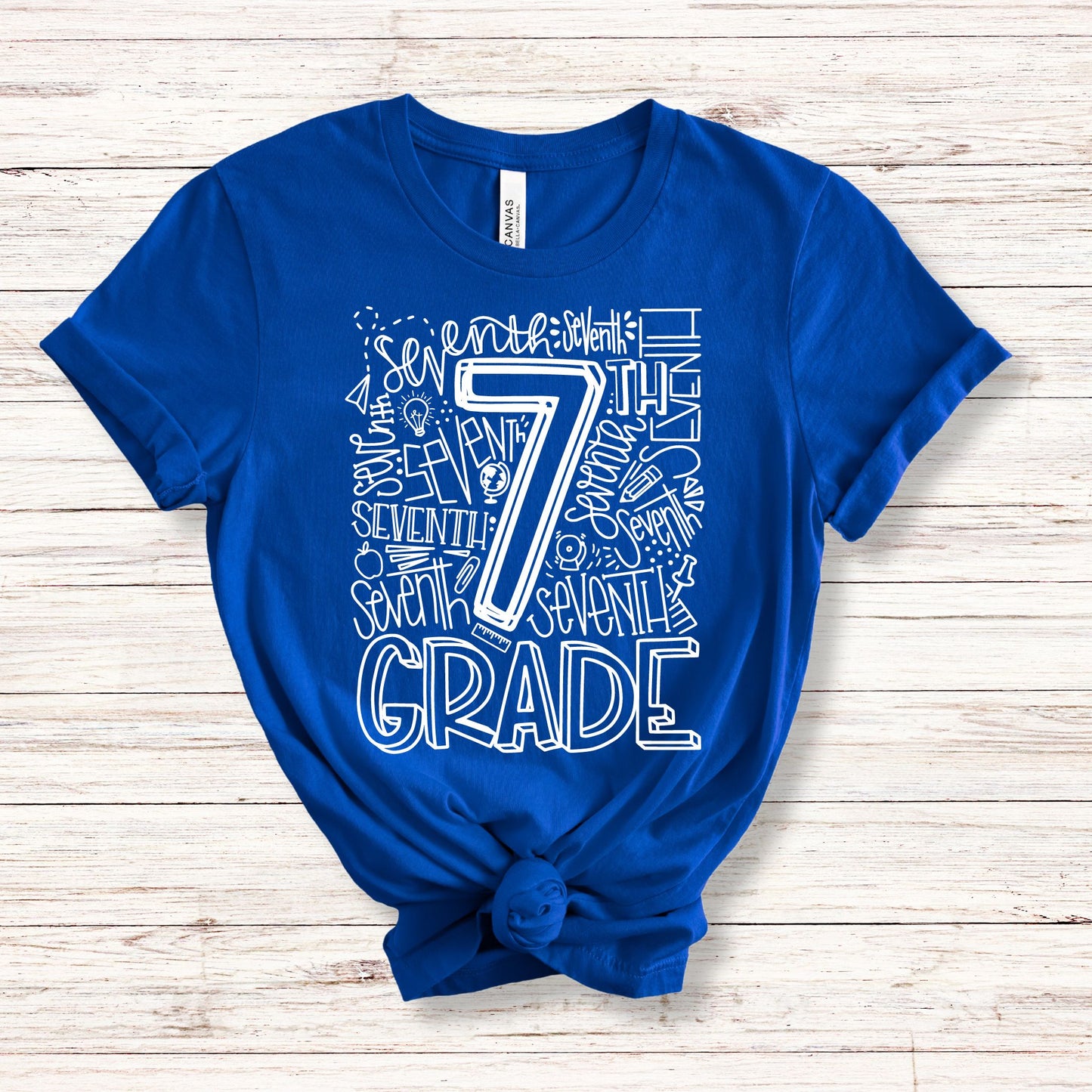 Seventh Grade Typography Primary Color Tees - MariROsa Craft Shop