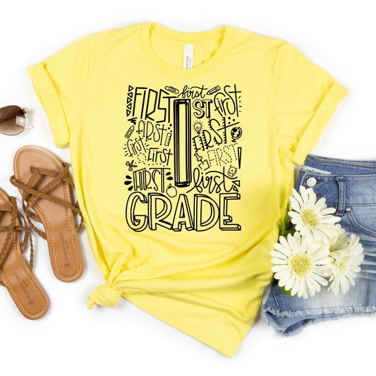 First Grade Typography Primary Color Tees - MariROsa Craft Shop