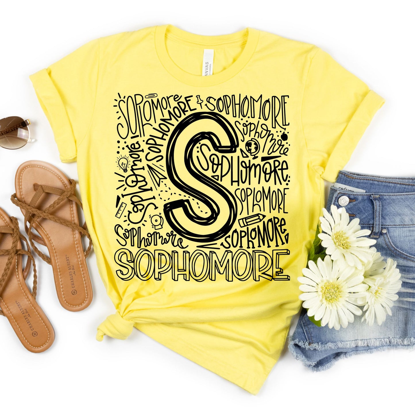 Sophomore Typography Primary Color Tees - MariROsa Craft Shop