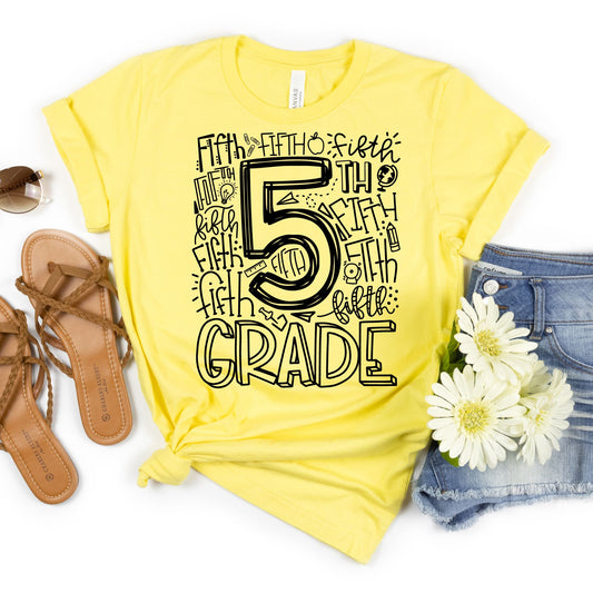 Fifth Grade Typography Primary Color Tees - MariROsa Craft Shop