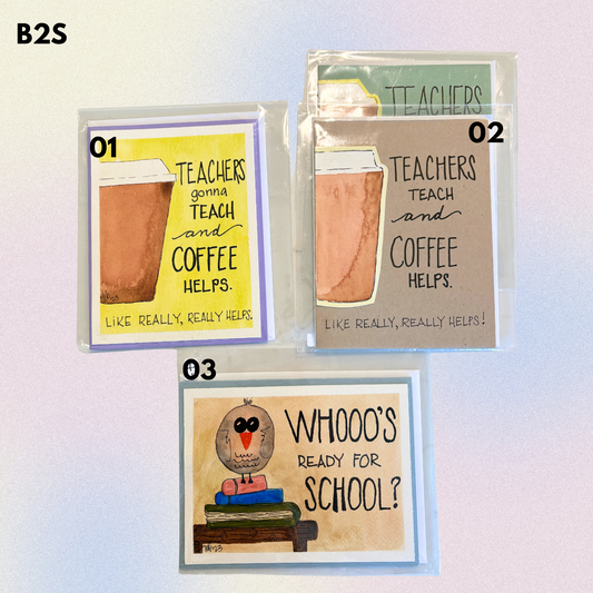 Back to School Hand-Painted Greeting Cards