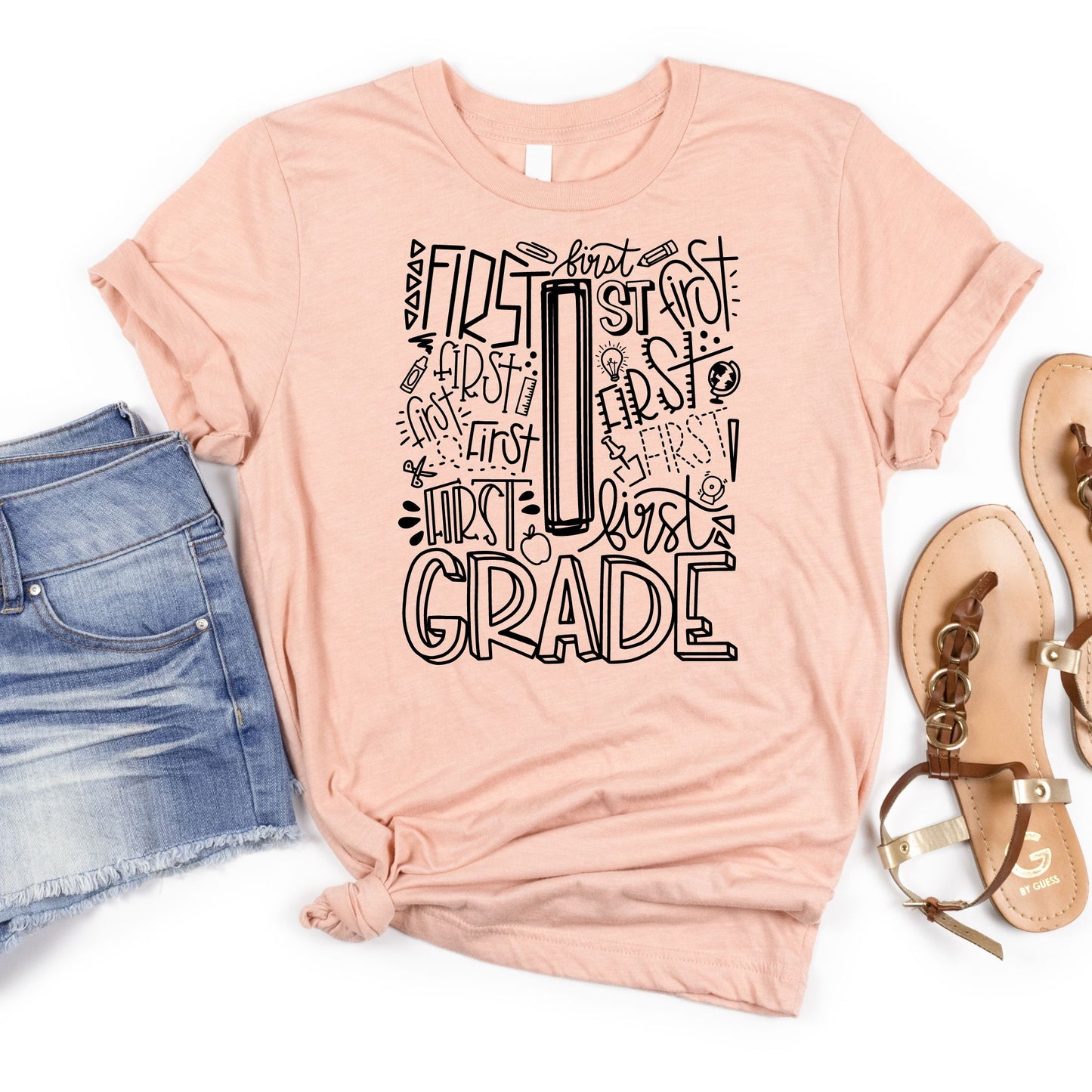 First Grade Typography Assorted Color Tee - MariROsa Craft Shop