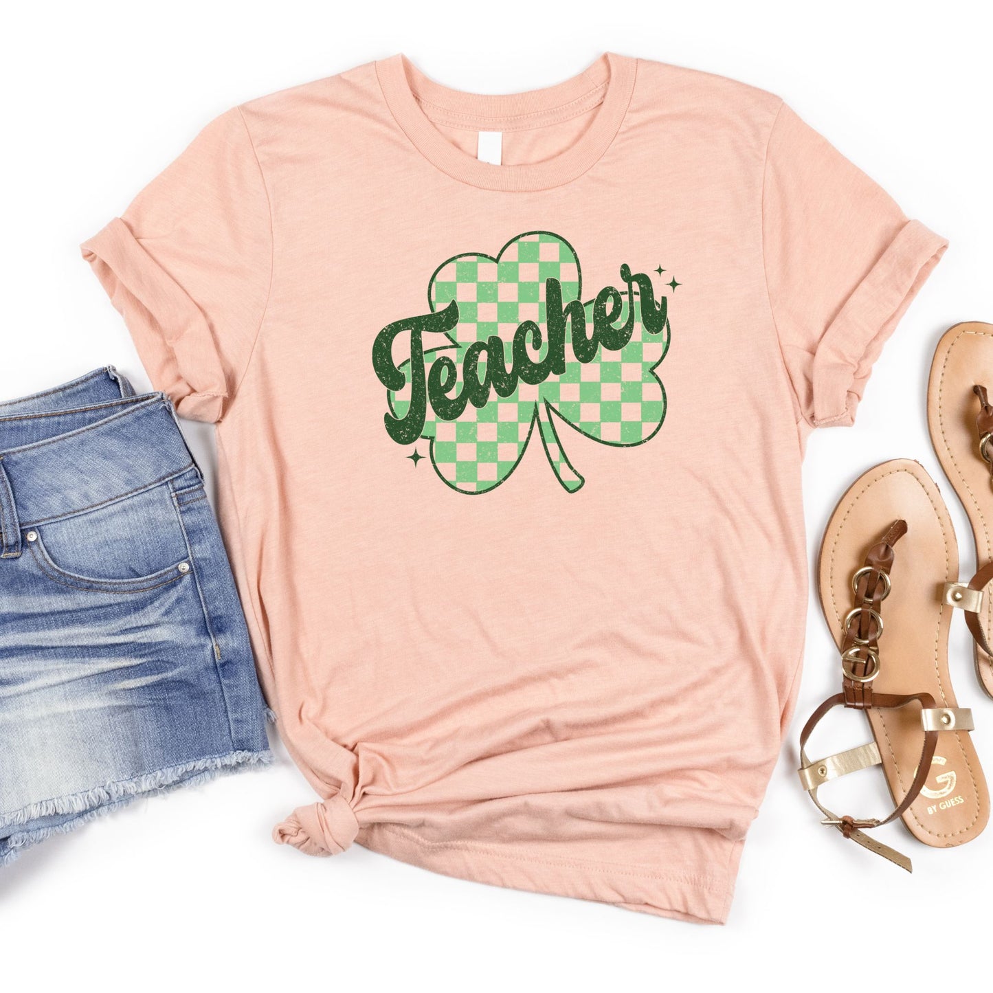 Teacher Shamrock Retro Style Tee