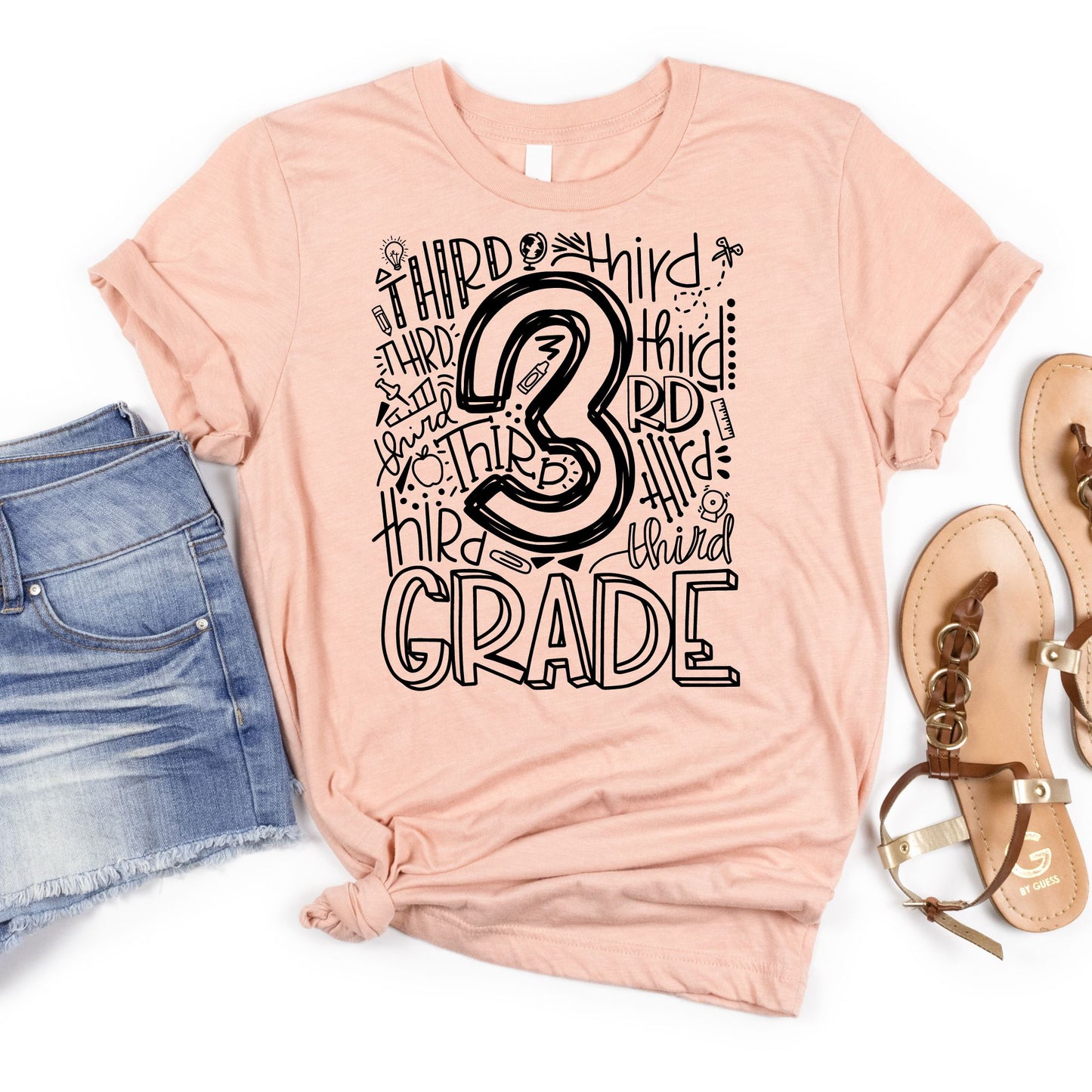 Third Grade Typography Assorted Color Tee - MariROsa Craft Shop