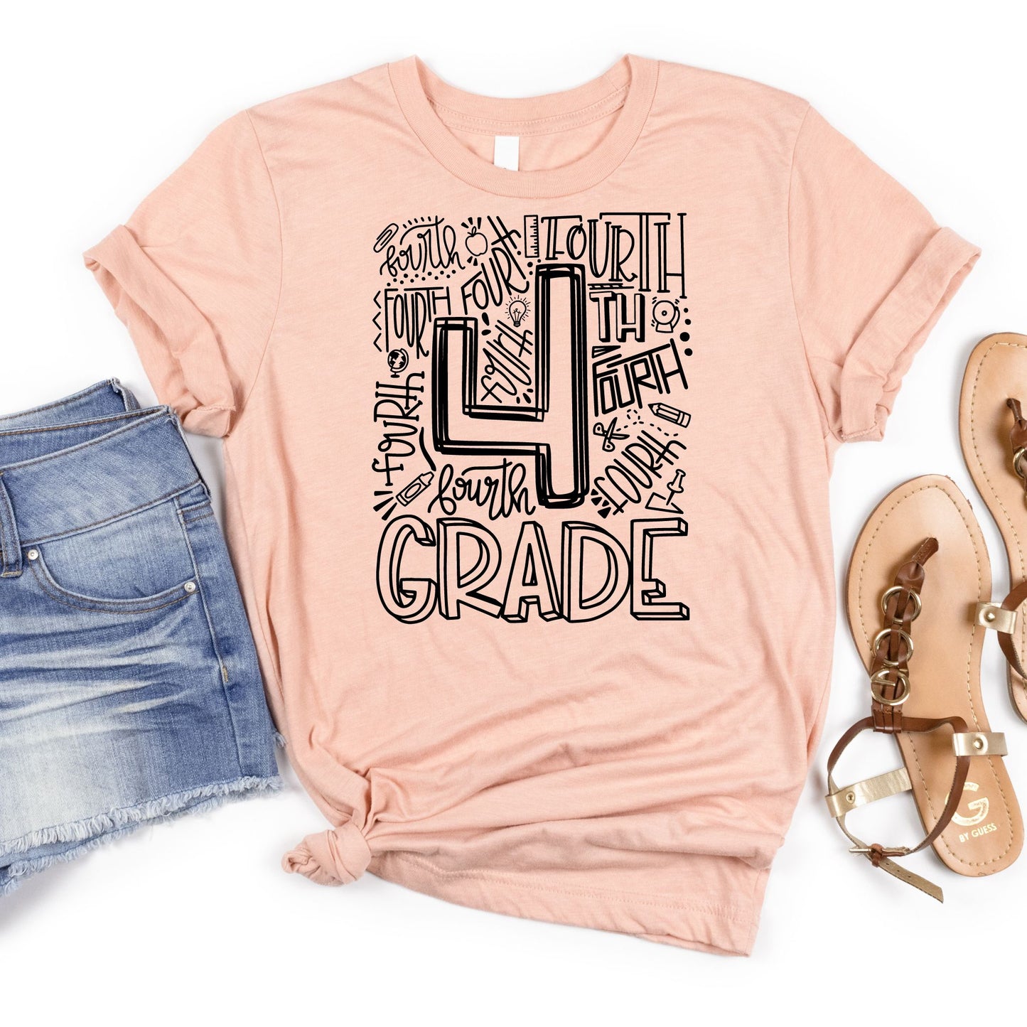 Fourth Grade Typography Assorted Color Tee - MariROsa Craft Shop