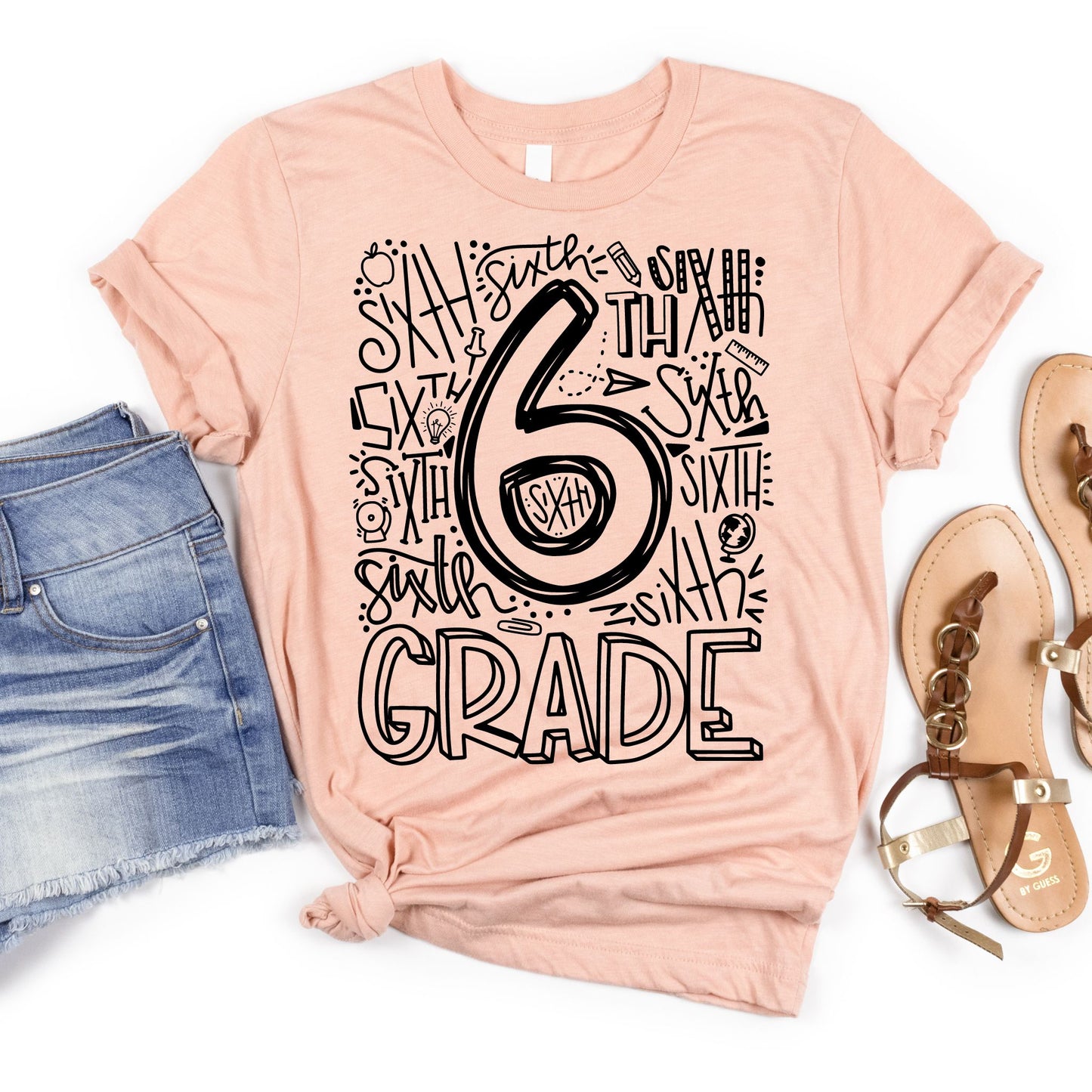 Sixth Grade Typography Assorted Color Tee - MariROsa Craft Shop