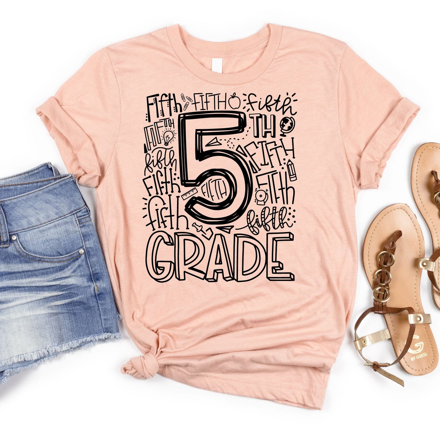 Fifth Grade Typography Assorted Color Tee - MariROsa Craft Shop
