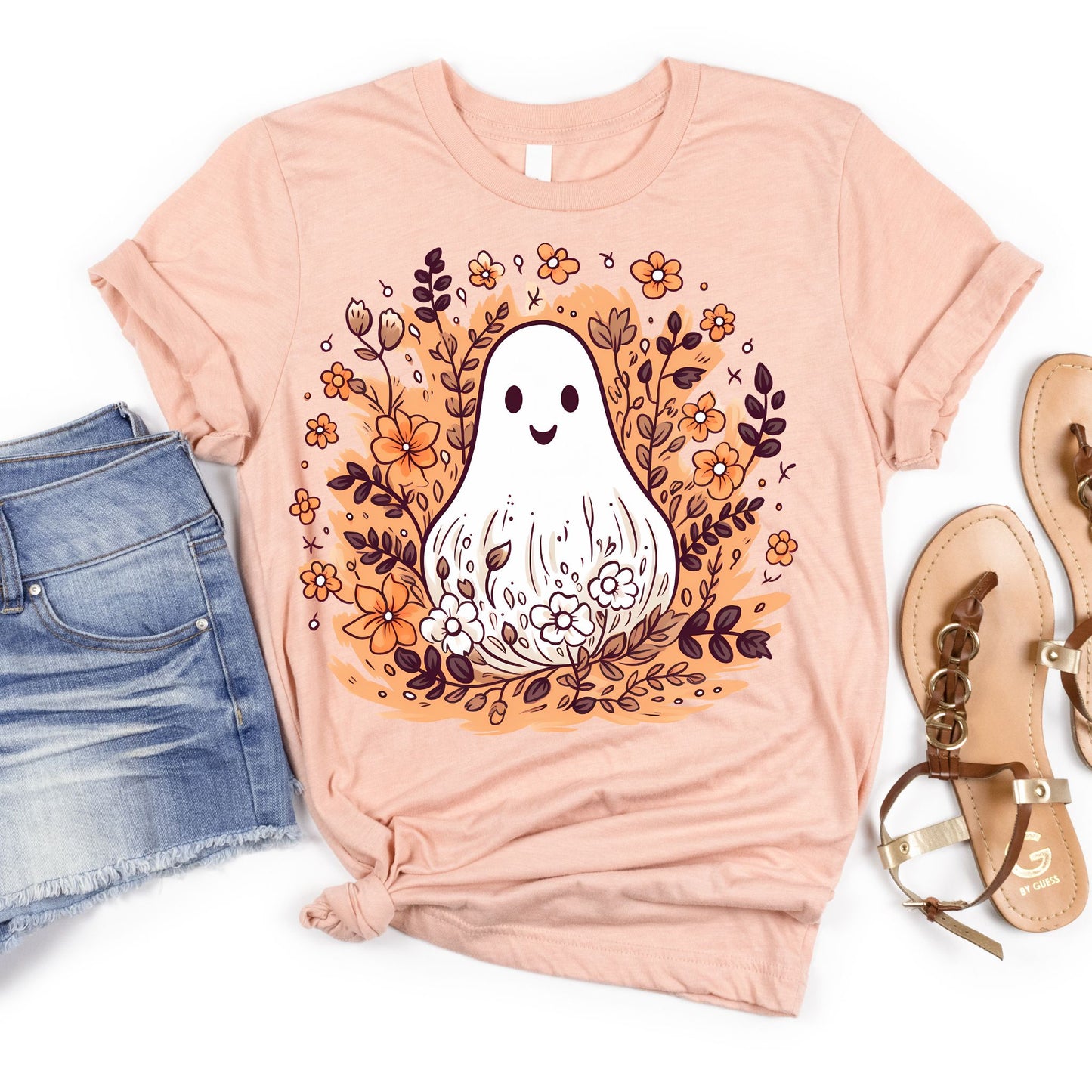 Ghost Fall Flowers Tee - MariROsa Craft Shop