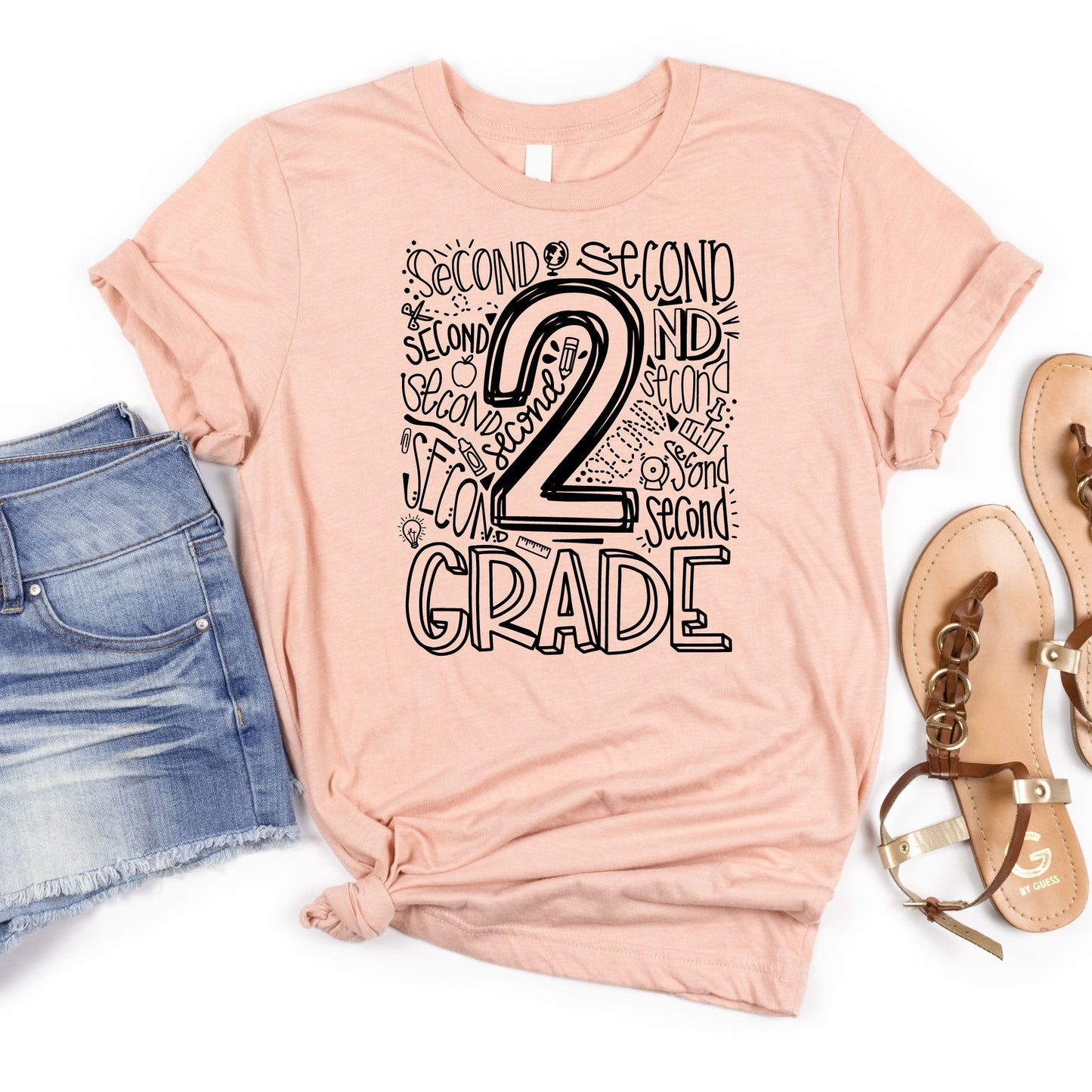 Second Grade Typography Assorted Color Tee - MariROsa Craft Shop