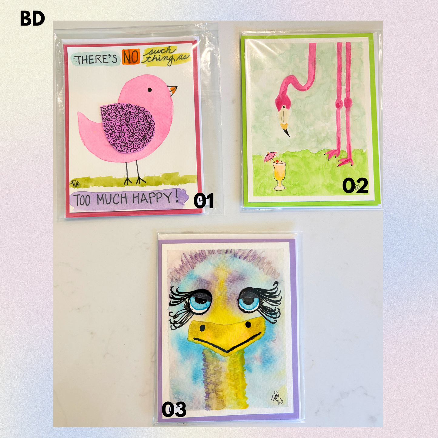 Birds: Hand-Painted Greeting Cards