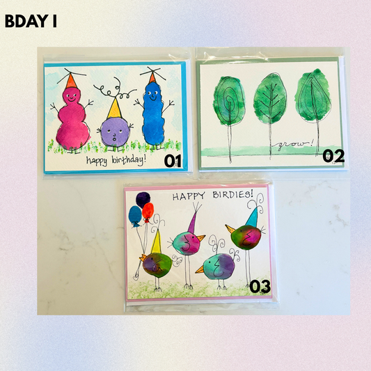 Birthday Set 1 Hand-Painted Greeting Cards