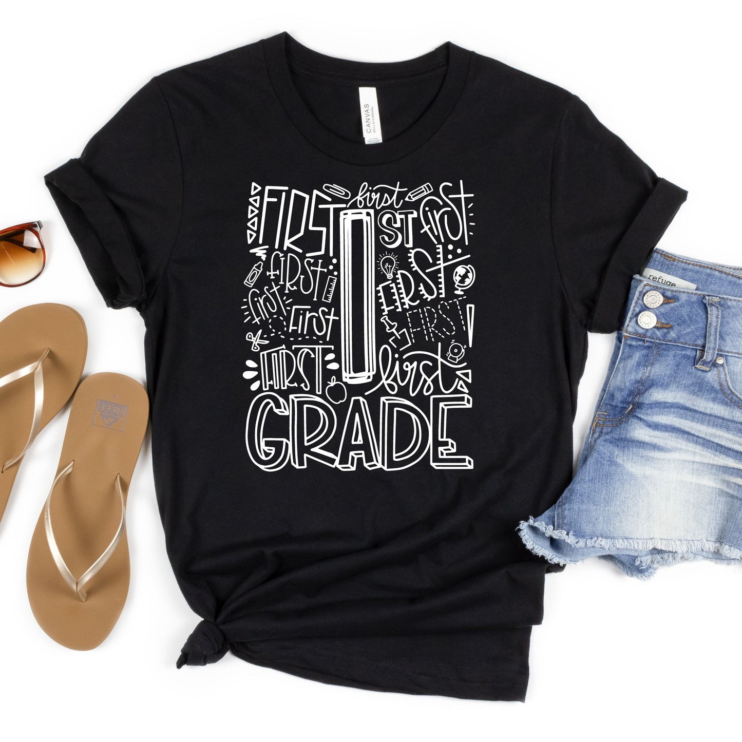 First Grade Typography Primary Color Tees - MariROsa Craft Shop