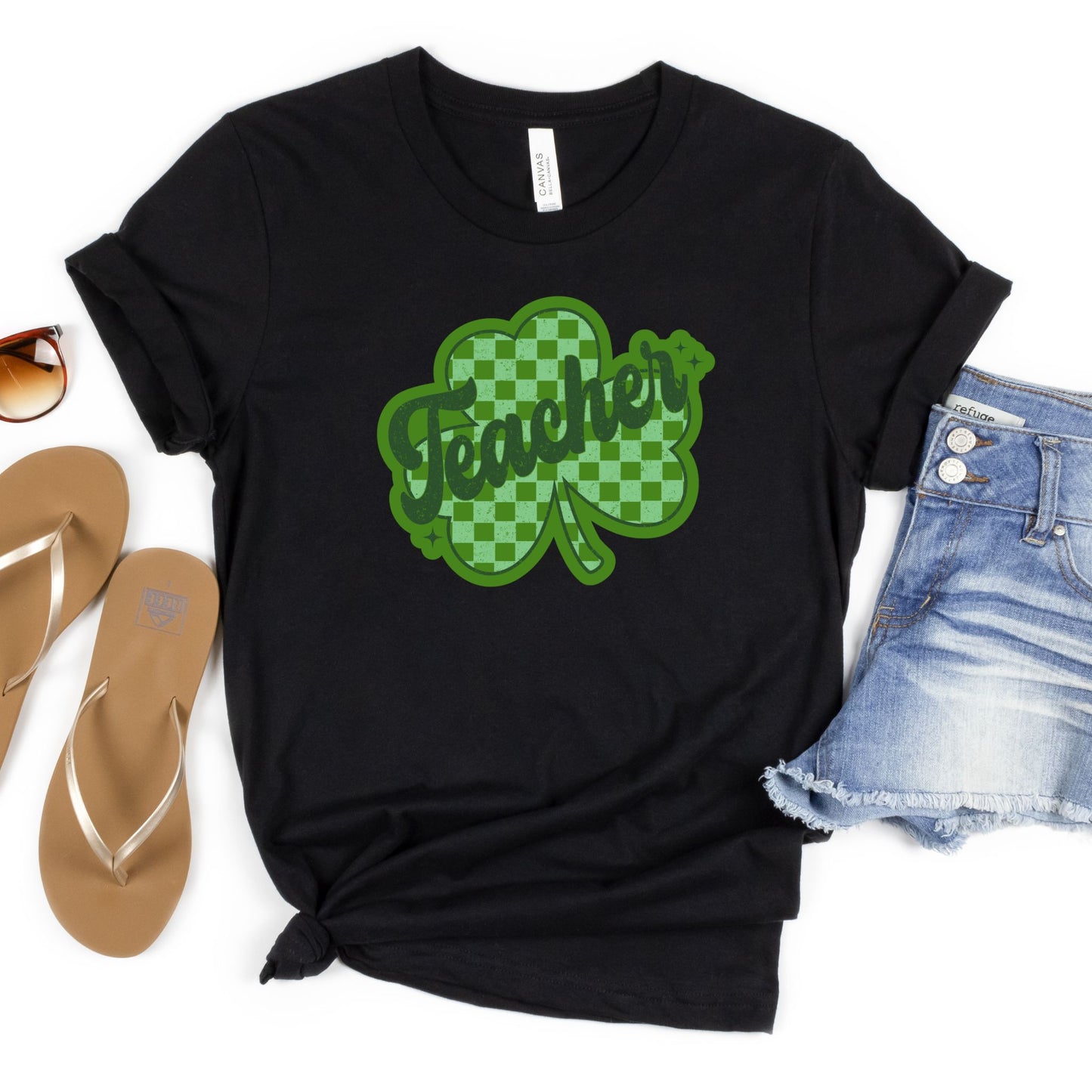 Teacher Shamrock Retro Style Tee