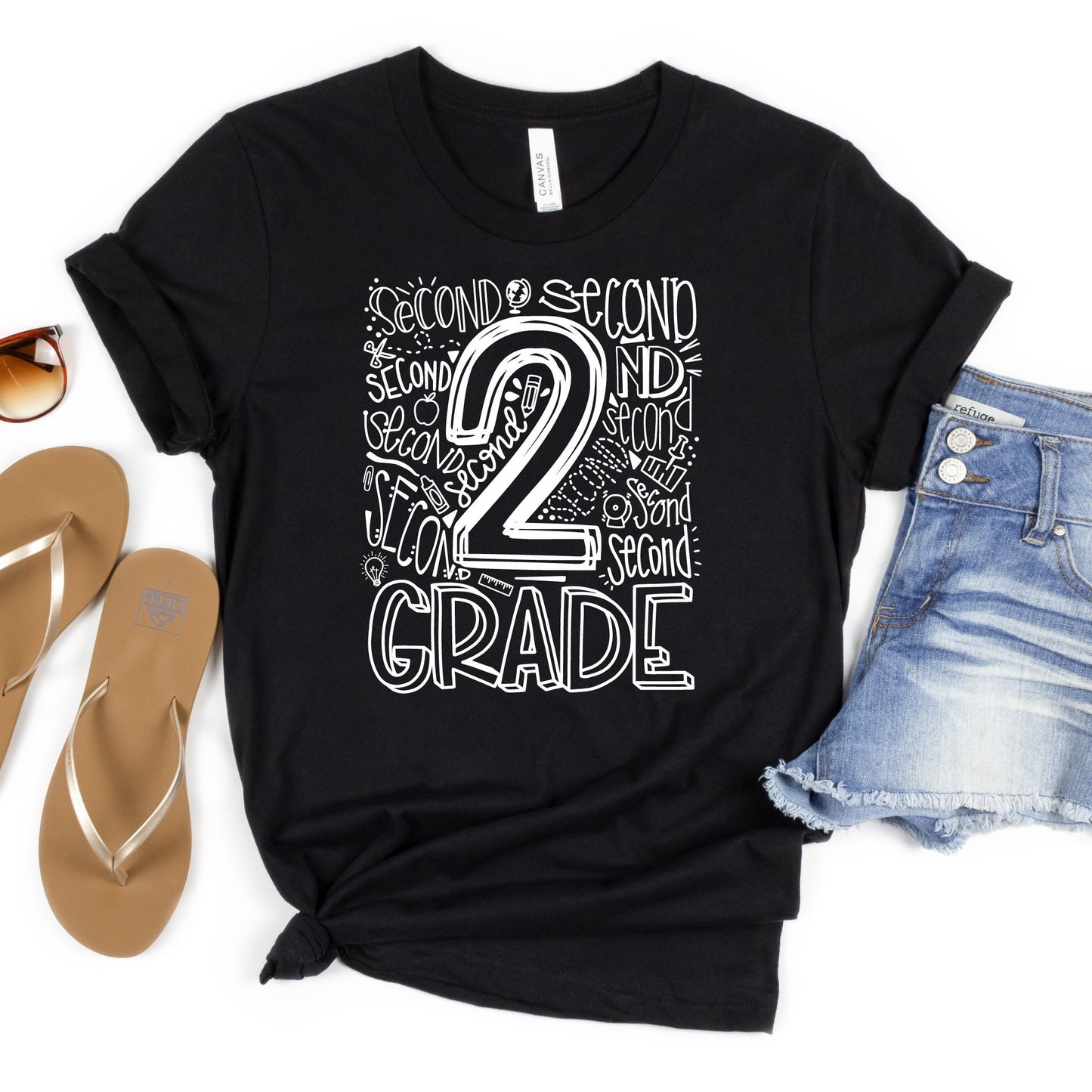 Second Grade Typography Primary Color Tees - MariROsa Craft Shop