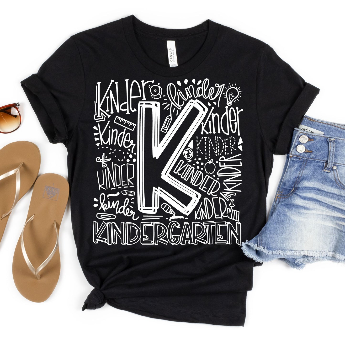 Kindergarten Typography Primary Color Tees - MariROsa Craft Shop